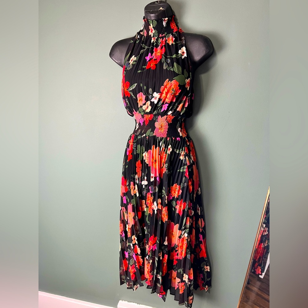 Floral high neck dress